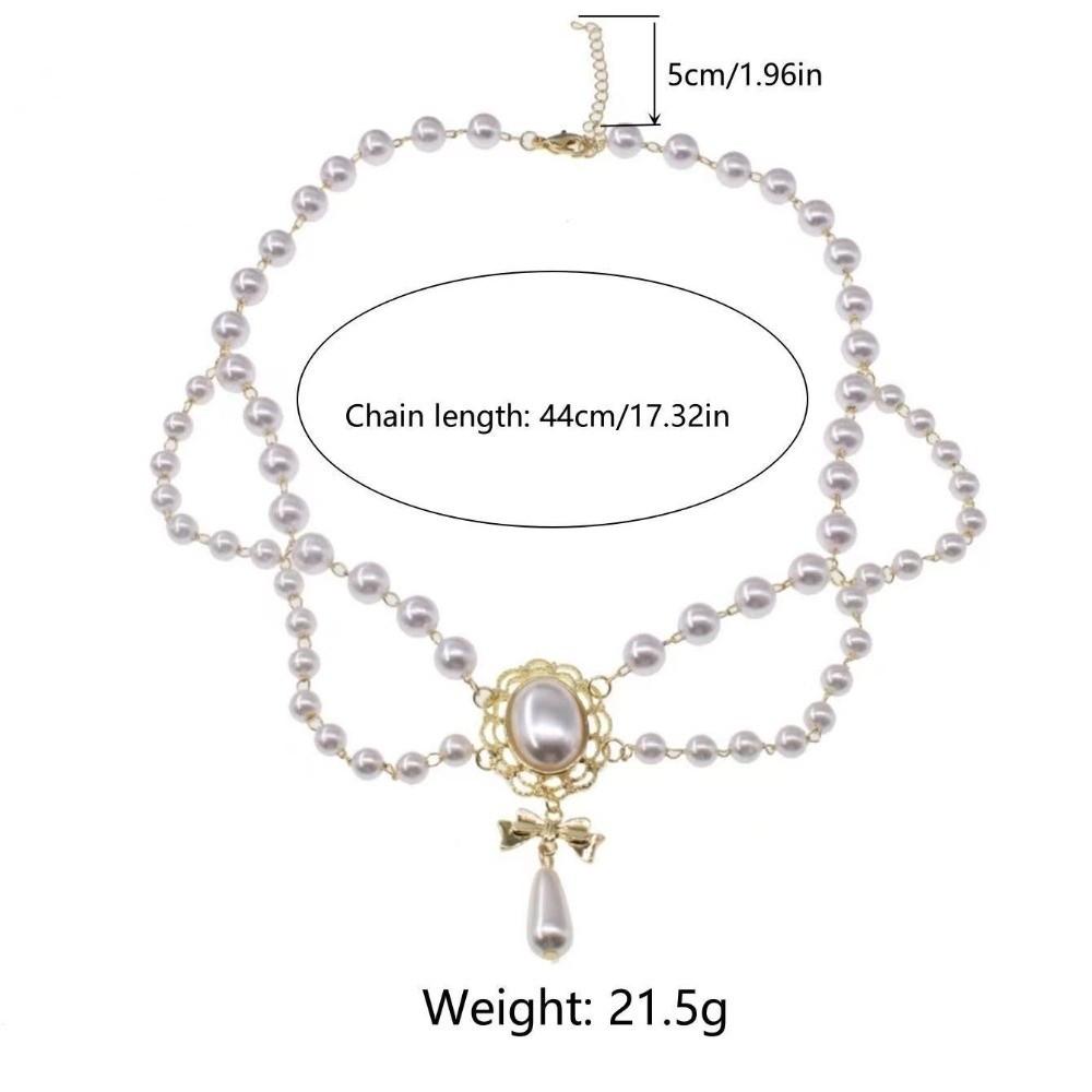 Double Layer Imitation Pearl Necklace Palace Style Bridal Jewelry Accessories for Women