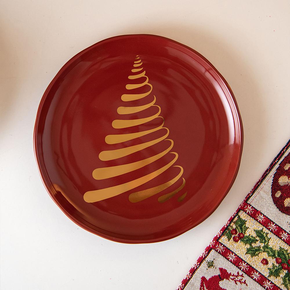 Изысканная Рождественская Керамическая Тарелка Легкая Роскошь Отель Ресторан Тарелки для Стейка Тарелка для Кухни для Домашней Вечеринки Пиалы для Риса Рождественские Подарки