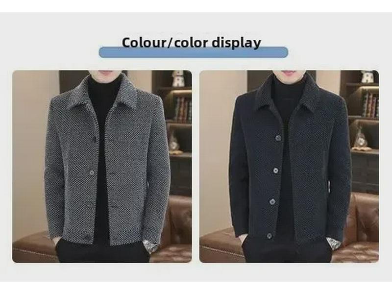 Мужская куртка из золотистого норкового бархата - модное короткое шерстяное пальто на осень/зиму