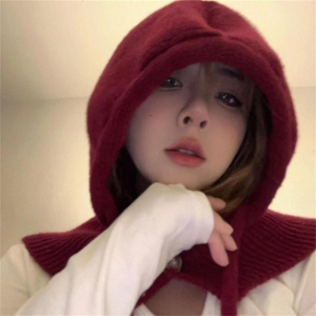 Взрослая ветрозащитная балаклава, съемный женский капюшон, регулируемый размер, теплая шапка для велоспорта, зимняя вязаная шапка-пуловер конфетного цвета для девочек