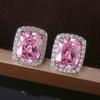 Романтичные женские серьги-гвоздики с розовым циркониевым кристаллом квадратной формы, нежные украшения для помолвки, свадьбы, вечеринки, подарков на день рождения