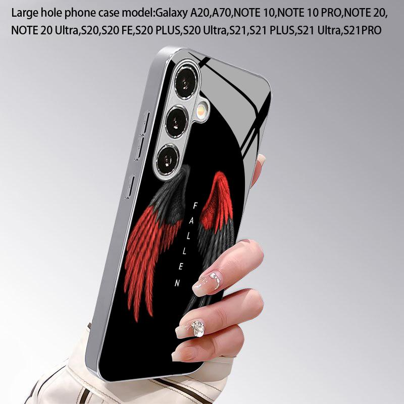 2D чехол для телефона с рисунком Крыло Падшего Ангела для Samsung S26 S25 S24 S23 S22 S21 S20 A56 A36 A16 Электрооцинкованная стеклянная защитная крышка