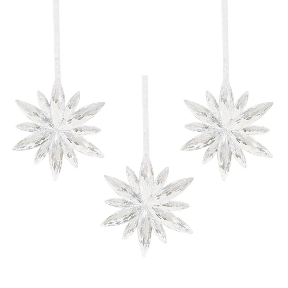3Pcs/set DIY Christmas Transparent Snowflakes Acrylic Xmas Tree Ornaments New Year
