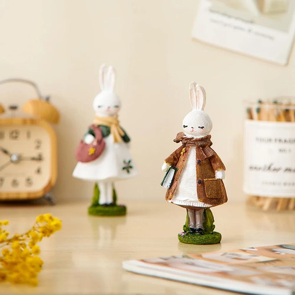 Скульптура Смола Животное Статуэтка Миниатюрная Прекрасный Декор Комнаты Современный Декор Дома Миниатюрная Детская Игрушка Настольные Аксессуары Креативный Кролик