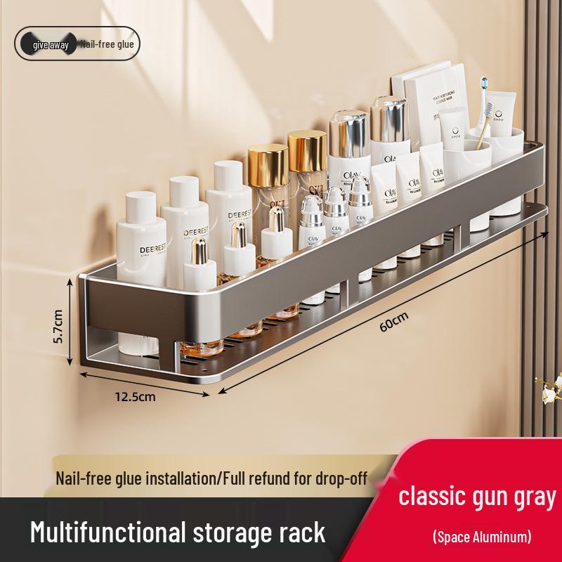 Настенная полка для ванной без сверления и органайзер для косметики
