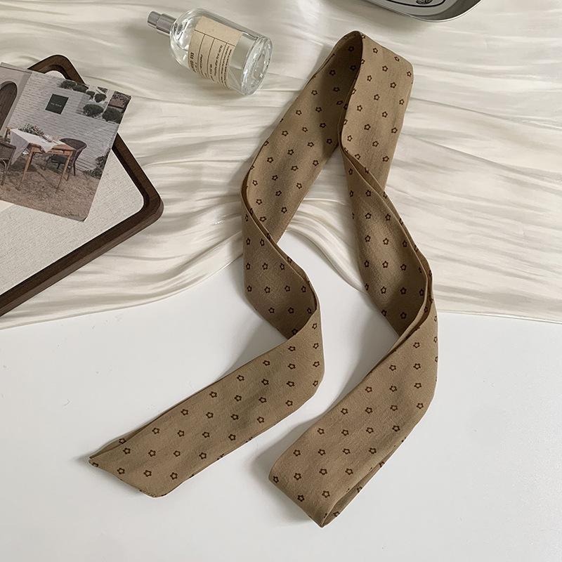 Long Silk Scarf New Fashion High Sense Small Scarf Versatile Long Bag Ribbon Decorative Headband Belt