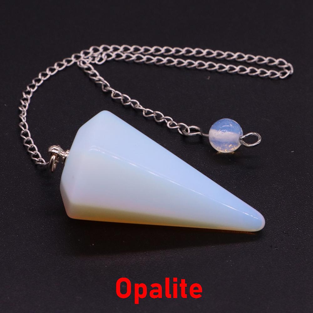 Natural Stone Reiki Healing Pendulum,For Dowsing Spiritual Divination Cone Crystal Quartz Pendulos Small Size Necklace Jewelry