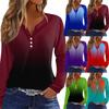 Women's T Shirt Print Button Long Sleeve Daily Weekend Fashion Basic V- Neck Regular Top