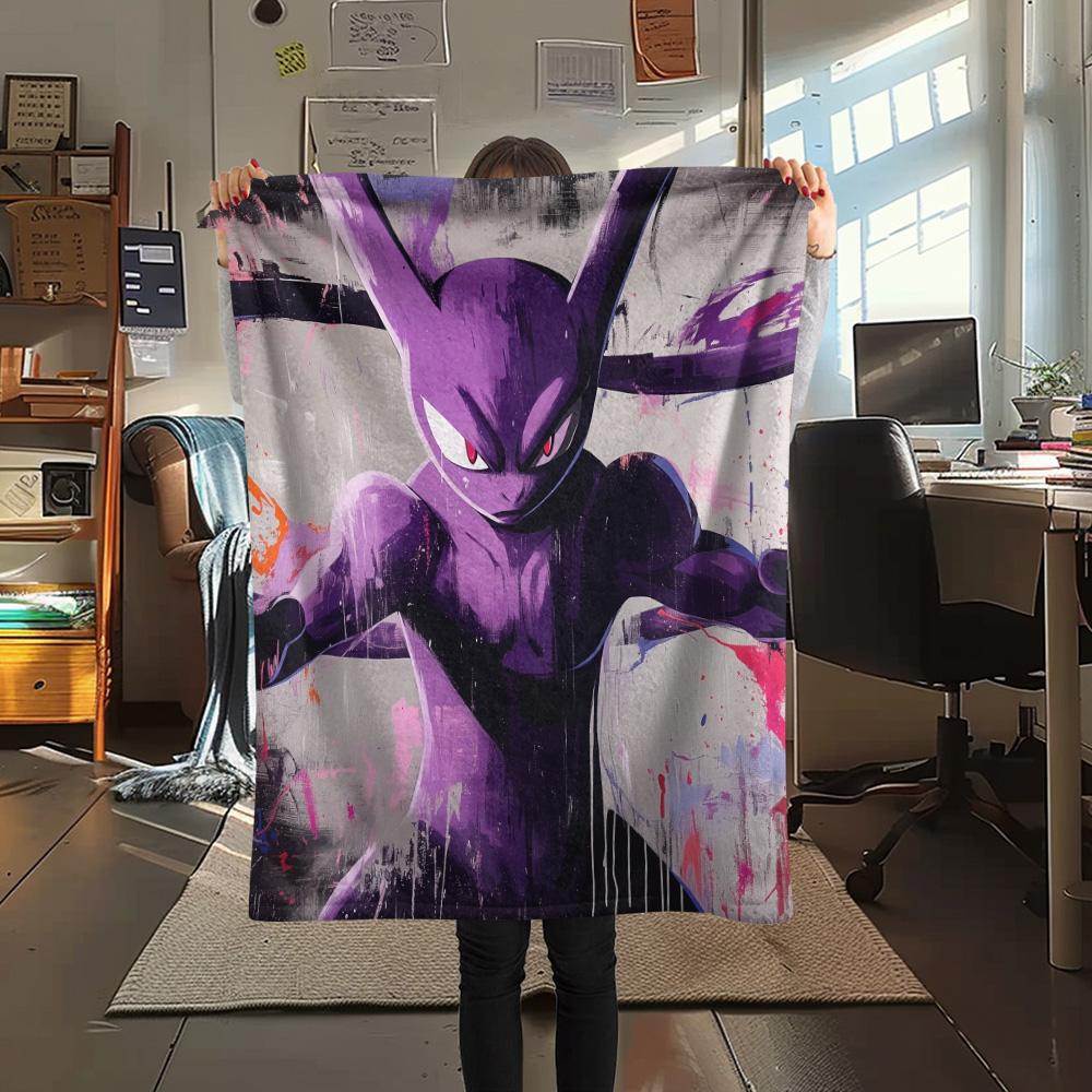 Mewtwo Print Flannel Blanket, High quality Comfortable for All Seasons, Home Decor, Warmth and Comfort