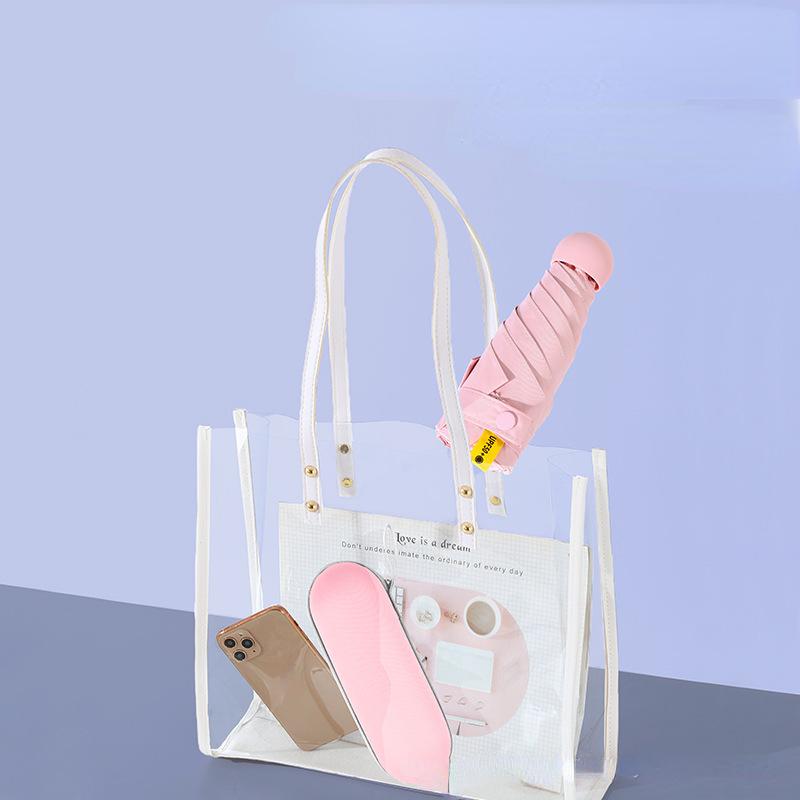 Ультралегкий компактный и портативный солнцезащитный зонт с черным клеем для студентов мужского и женского пола в солнечный и дождливый день