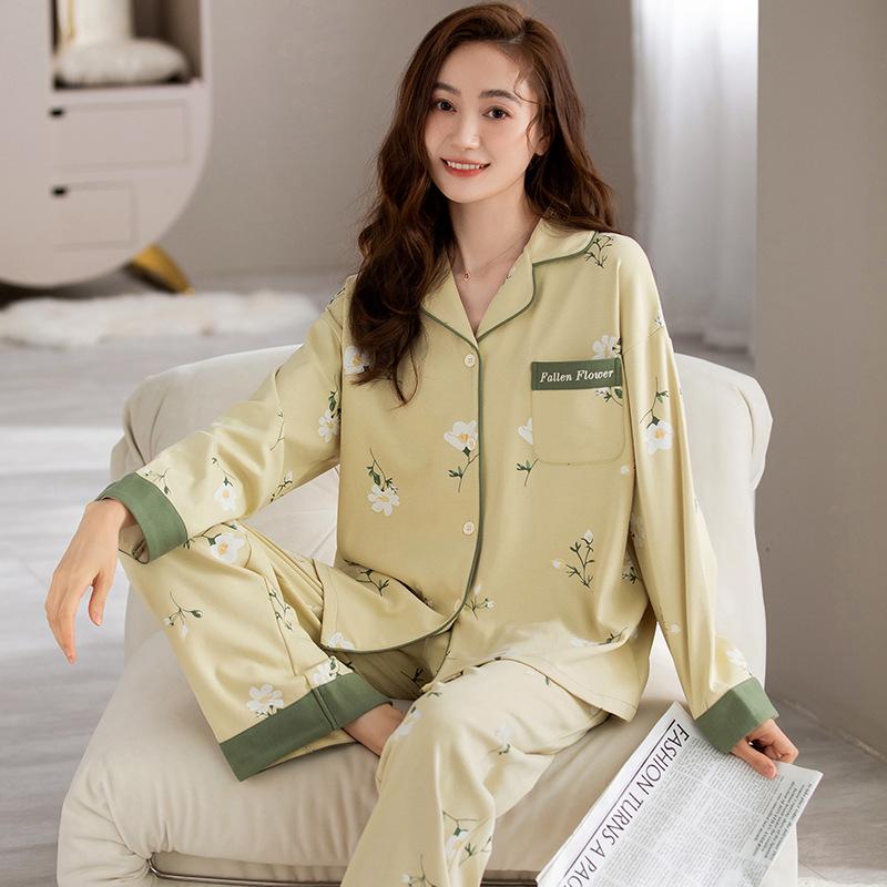 2 шт./комплект хлопковая пижама Senior Sense женская весна-осень модная мягкая повседневная домашняя одежда с длинными рукавами с принтом вишни