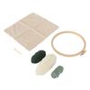 Punch Needle Kit Green Leaves Easy Operation Glossy Frame 7.9in Hoop Semi Finished Embroidery Starter Kit for Beginners