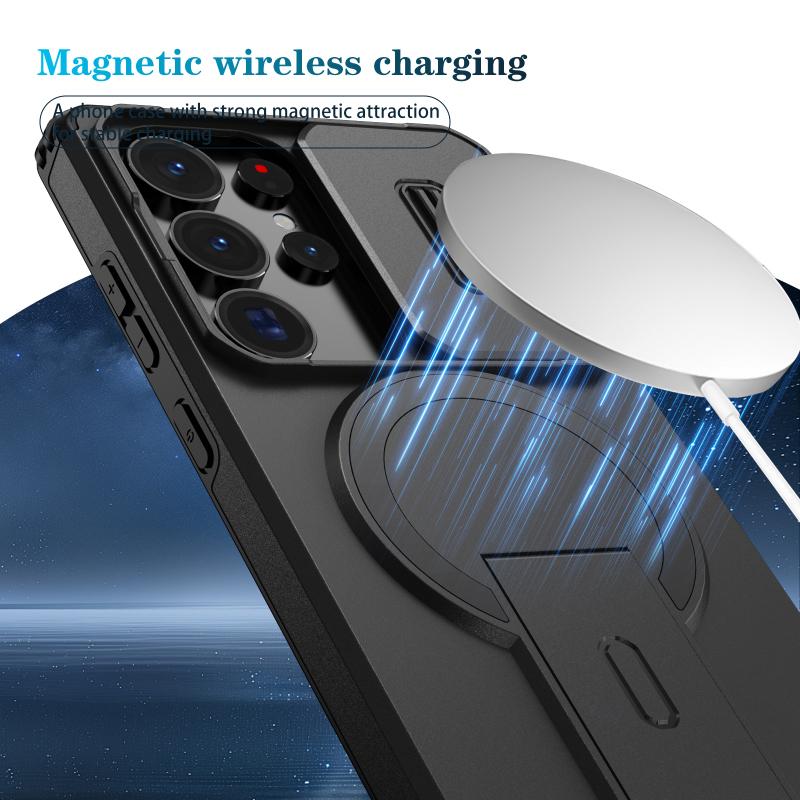 Для Magsafe Магнитное Автомобильное Крепление Мягкий ТПУ + Жесткий Поликарбонат Чехол для Телефона Для Samsung S25 Ultra S23 S22 S24 S26 Ultra Plus FE A56 A55 A36 A35