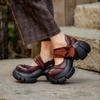 Velcro 2025 новая платформа туфли-маффины женские ретро британский стиль маленькие кожаные туфли универсальные увеличивающие рост повседневные туфли