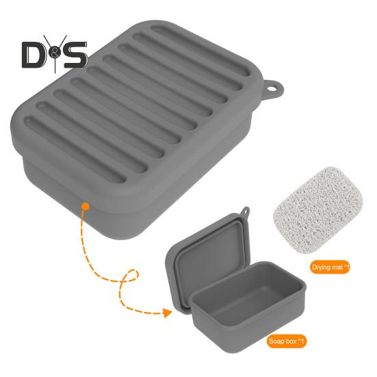 Герметичный силиконовый дорожный мыльница с дренажной крышкой, компактный дизайн, переносной контейнер для мыла, держатель для мыла