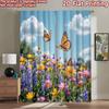 2D Flat Photography Backdrop Scene Tapestry Butterflies Over Colorful Flowers 100% Polyester Family Party Use for Suitable