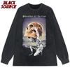 Винтажная футболка Череп Аниме Мужская Хип-Хоп Стиранная Camiseta Hombre Графическая Свободная футболка Хай стрит мода