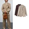 Осень и Зима Новое поступление Женская одежда Модный стиль Модный Повседневный Простой Двубортный Лацкан Длинные рукава Приталенный костюм Верхняя одежда