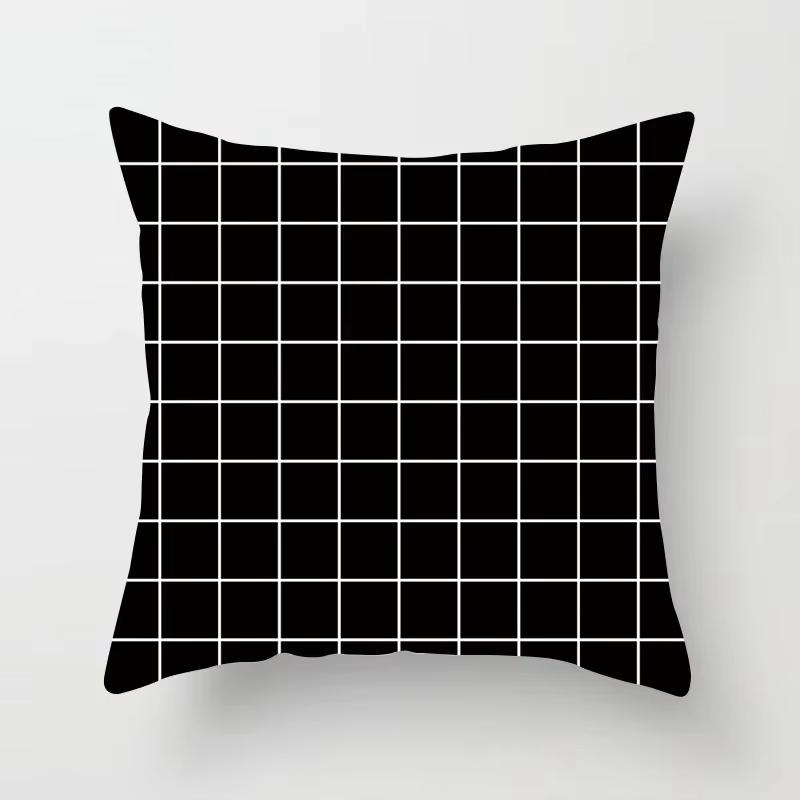 Double Sided Black White Geometric Pillowcase Polyester Striped Cushion Cover for Sofa Living Room and Modern Home Decor
