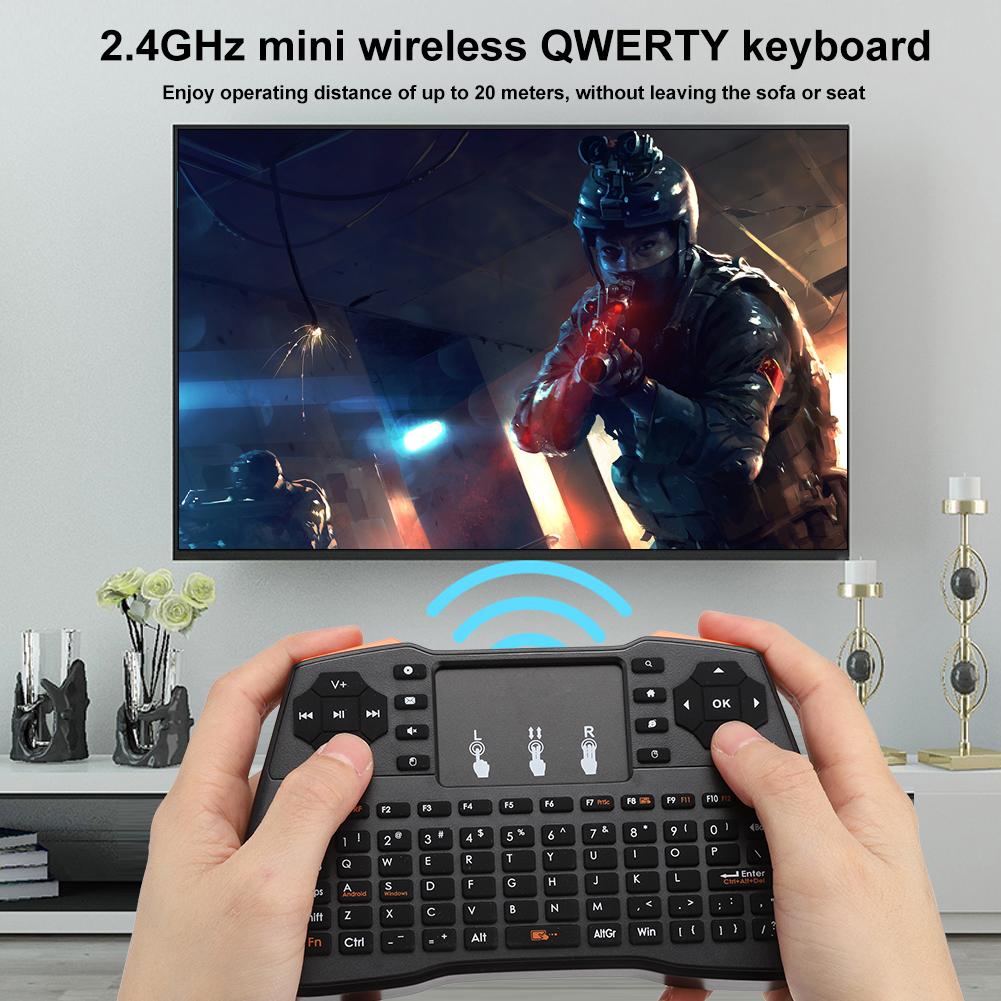 I8plus 2.4G Мини Беспроводная QWERTY-клавиатура Многоточечная сенсорная панель 3 DPI Ручная клавиатура
