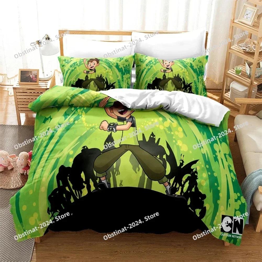 3D мультфильм Ben10 пододеяльник с наволочкой комплект постельного белья односпальная двуспальная кровать двуспальная кровать размера «king-size» комплект для декора спальни