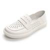 Маленькие белые туфли кожаные мокасины плоские одинарные туфли
