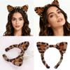 Plush Leopard Print Cats Ears Headwear Hair Hoop Nonslip Grip For Women Lady Kids Soft Animal Ear Hair Accessory