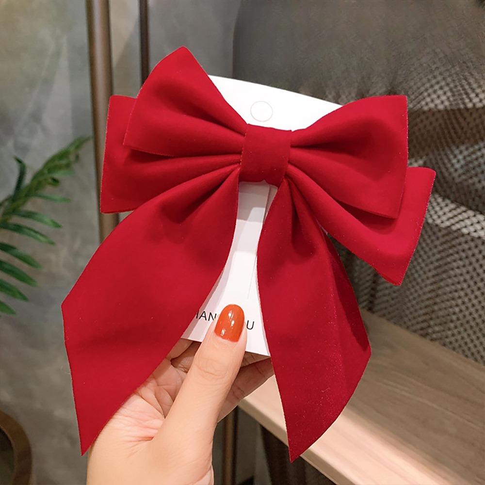 Headwear Red Bow Hair Clips Jewelry Tassels Pearl Barrettes Ribbon Hairpin Hair Styling Accessory