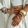 DIEZI Преувеличенные массивные манжеты Широкие браслеты Панк Геометрические Имитация жемчуга Золотой цвет Тяжелый металл Браслеты для женщин мужчин браслеты