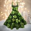 Women's Fashion St. Patrick's Day Printed Sexy Strapless Gothic Cocktail Dress Punk, Vintage Dress.