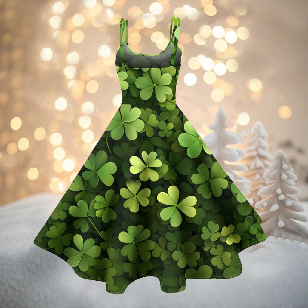 Women's Fashion St. Patrick's Day Printed Sexy Strapless Gothic Cocktail Dress Punk, Vintage Dress.