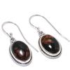 Natural Mahogany Obsidian Gemstone 925 Solid Sterling Silver Earring 1.25" L1o41