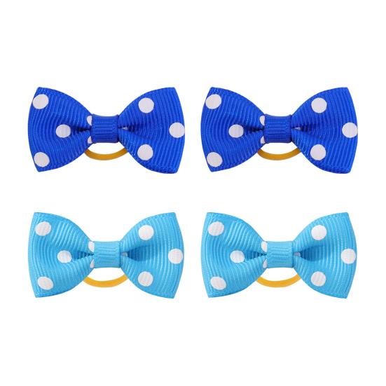 Dog Small Hair Bowknot with Rubber Bands Handmade Hair Dot Bow Pet Grooming Accessories for Party Christmas Birthday