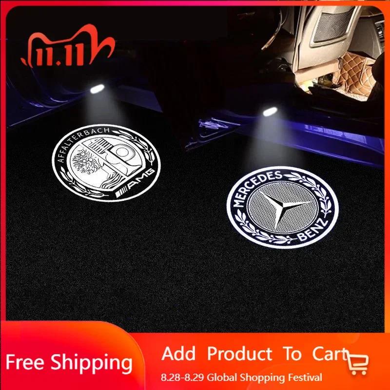 DLT2 For Benz AMG 2PCS Car Door Emblem LED Light Welcome Lamp Wireless Laser Projector For Mercedes Benz B/C/E/S Class A Class C200L