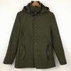 JOURNAL STANDARD Шерстяное короткое пальто Оливковое Мужское S с капюшоном и кожаным поясом(ИСПОЛЬЗОВАЛ)