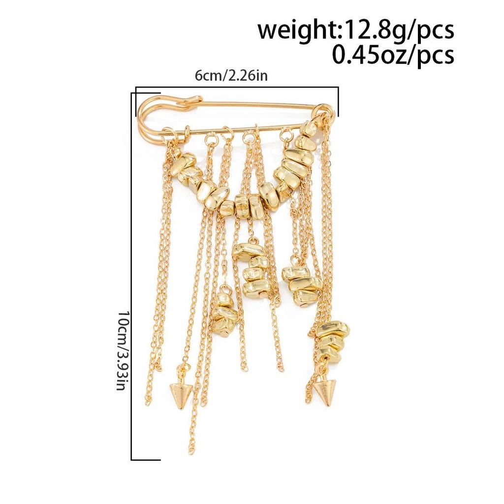 Salircon Exquisite Irregular Tassel Chain Broochs Women Design MultiFunctional Pant Chain Charm Clothes Pin Accessory Jewelry
