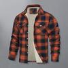 Мужская осенне-зимняя куртка с клетчатым принтом и лацканами, мягкие плюшевые карманы, однобортное свободное утолщенное повседневное мужское пальто средней длины с длинными рукавами