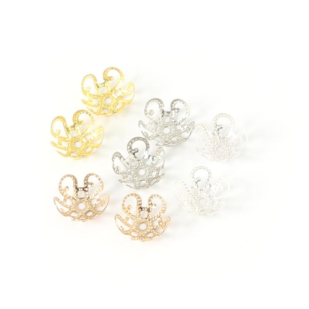 Mix Color Metal Flower Petal End Spacer Hallow Beads Caps Charms Bead Cups For Jewelry Necklace Making Supplie