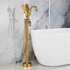 Articstic Creative Gold Swan Bathroom Bathtub Faucet with Handheld Shower Free Standing Brass BathTub Mixer Taps Floor Mounted
