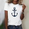 Summer Fashion Women's T-Shirt 3d Anchor Pattern Printed Casual Round Neck Short Sleeve T-Shirts & Blouse Summer For Lady