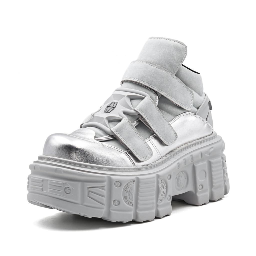 Готические ботильоны на шнуровке Новая панк-стиль женская обувь Высота каблука 6 см Обувь на платформе Женские кроссовки с металлическим декором