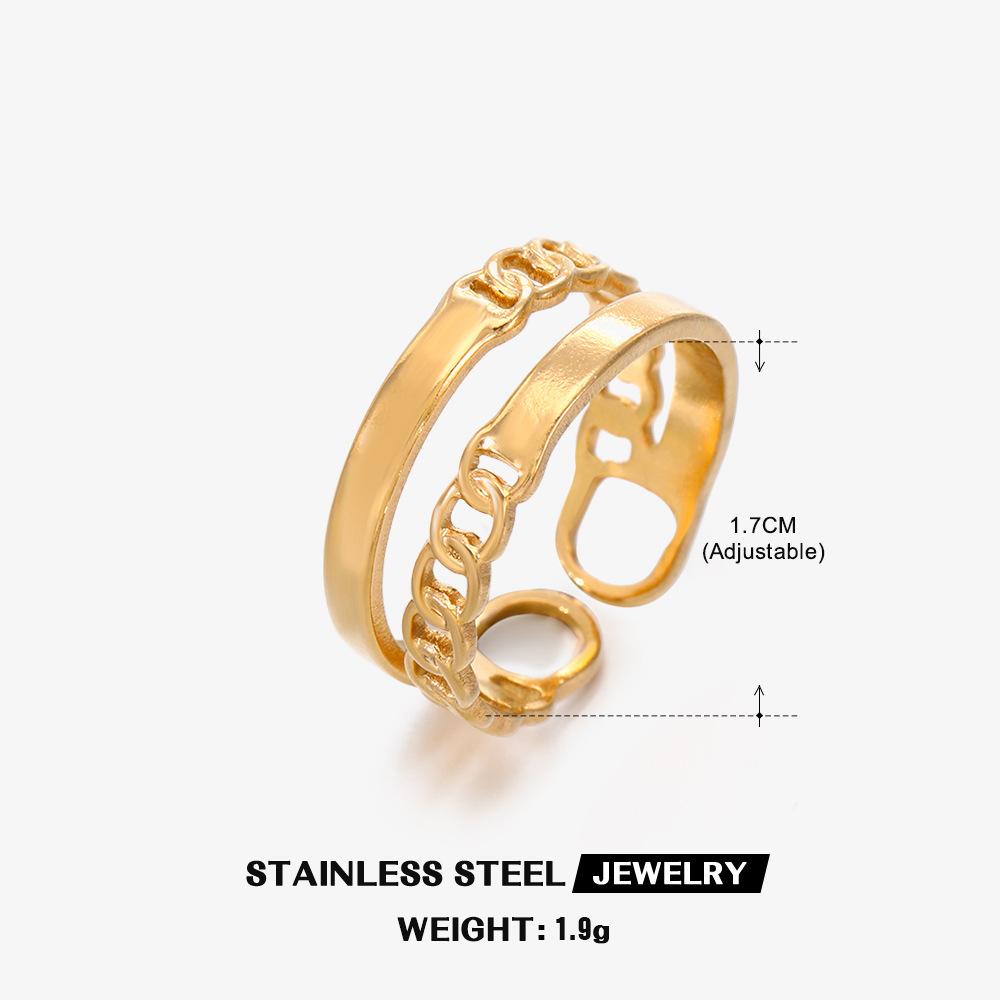 Винтажное кольцо-цепочка из нержавеющей стали для женщин, позолоченное титановое кольцо 18 карат, модное открытое регулируемое ювелирное изделие, аксессуары