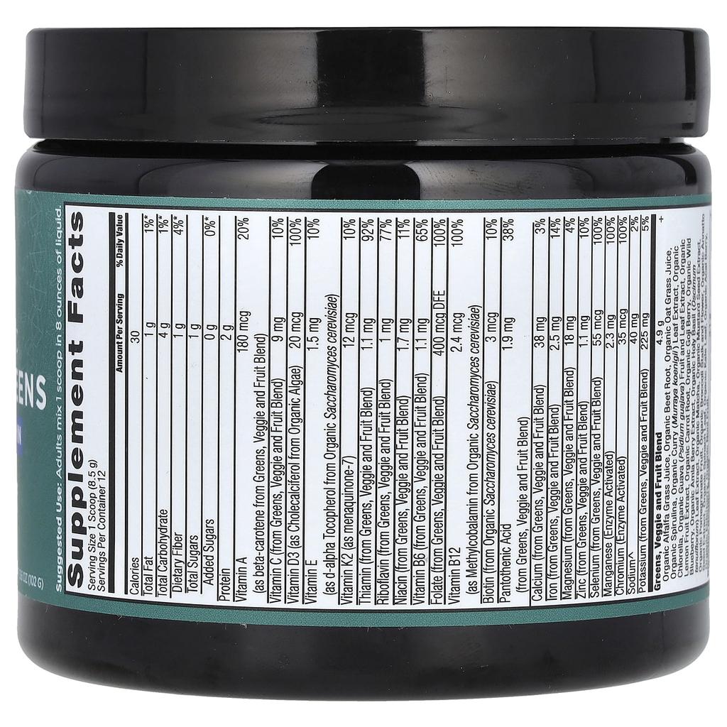 Organic Super Greens + Multivitamins, 102G(3.6Oz)
