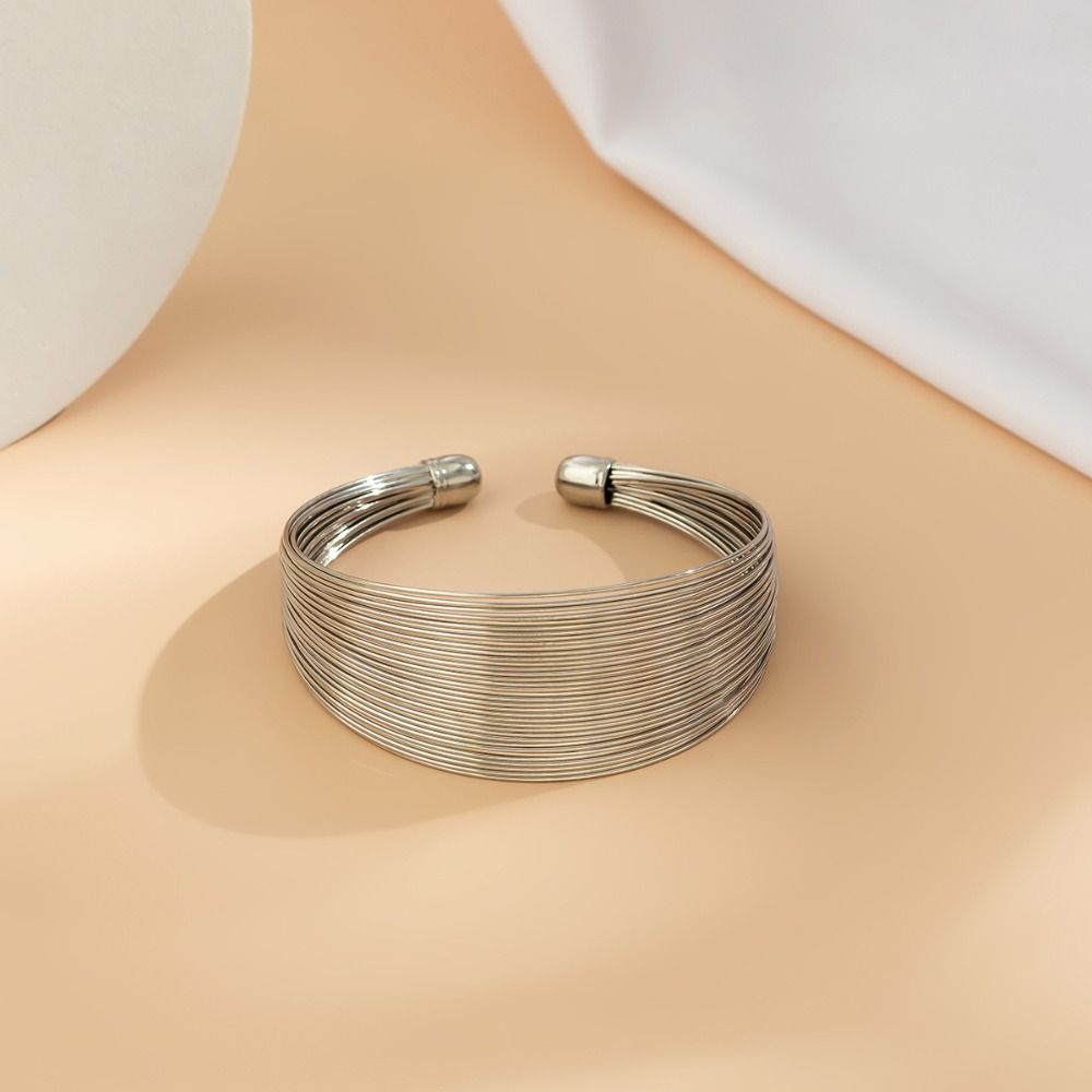 Серебряный металлический браслет с жемчугом, вытяжка проволоки, преувеличенный браслет, жемчужный браслет, для женщин