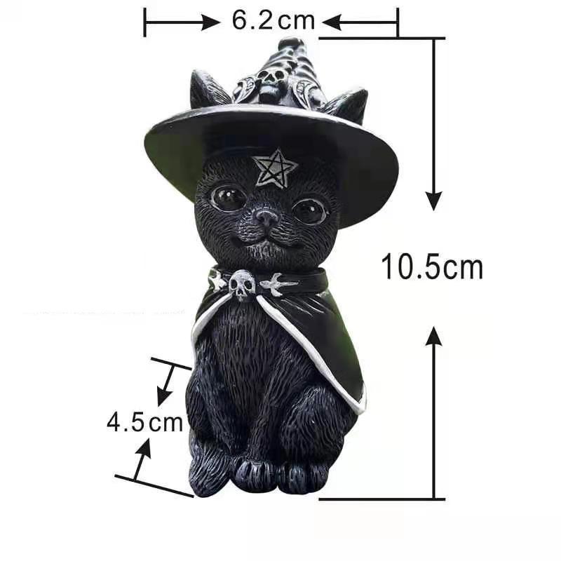 Witches Hat Occult Cat Figurine Desk Ornament Halloween Gift Cute Cat Decor