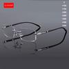 KLASSNUM Men Reading Glasses Rimless Cut Edge Presbyopic Glasses Anti Blue Light Anti Fatigue Plus Glasses Presbyopia Clear Lens