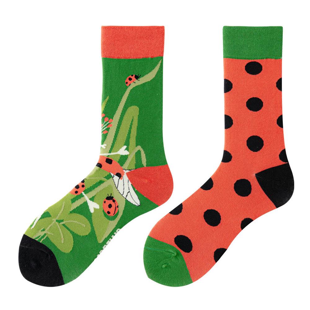 Asymmetric Colorful Christmas Cotton Socks for Couples