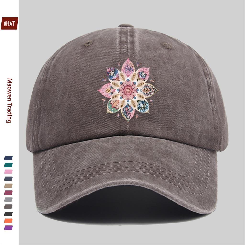 pc pcs for Men Womens Vintage Mandala Floral Trucker Cap Adjustable Snapback Baseball Hat with ShortSleeve Mandala Print