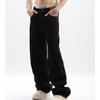 Unisex Black Wide-Leg Retro Casual Jeans