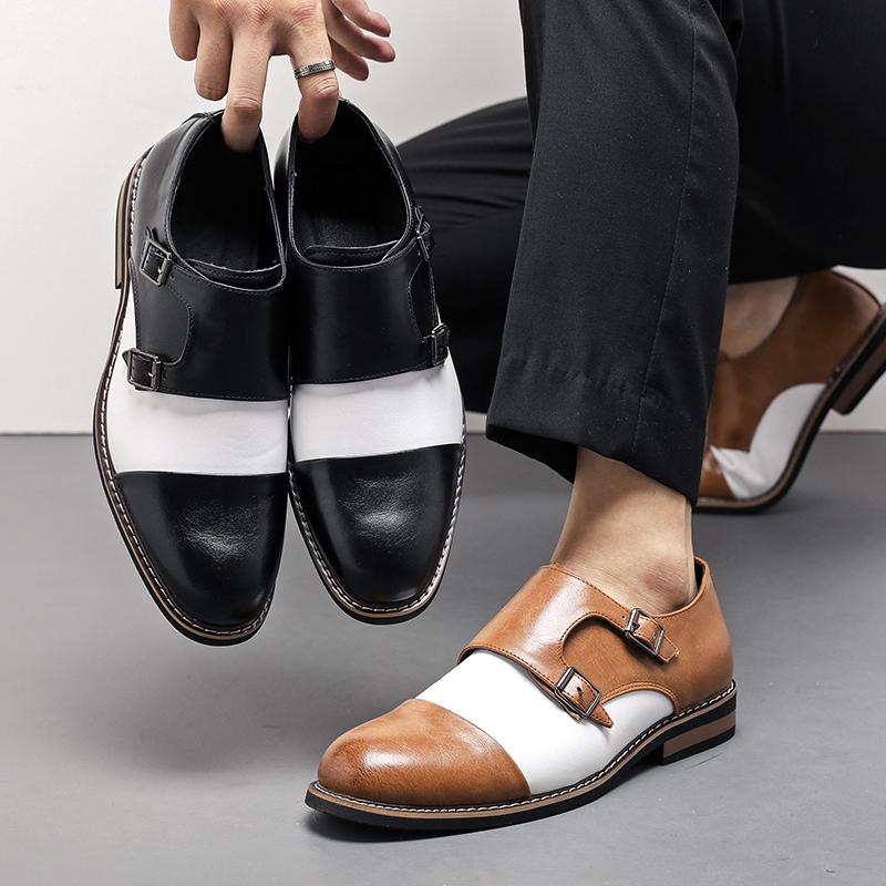 Ретро Мужские Лоферы Повседневные Удобные Туфли с Пряжкой Кожаные Туфли Британские Деловые Офисные Туфли Размер 38-48 Мужская Обувь